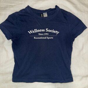 H&M Divded Wellness Society Navy Crop Top